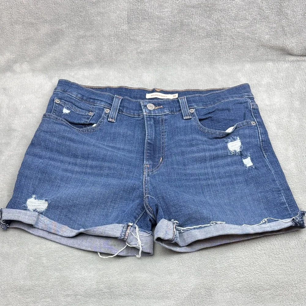Levi's Distressed Mid Length Jean Shorts 30